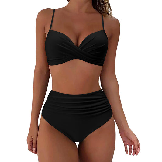 black medium to full coverage bikini